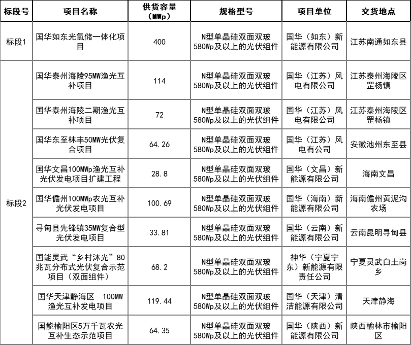 1GW！國華投資發(fā)布2024年第一批N型組件集采訂單